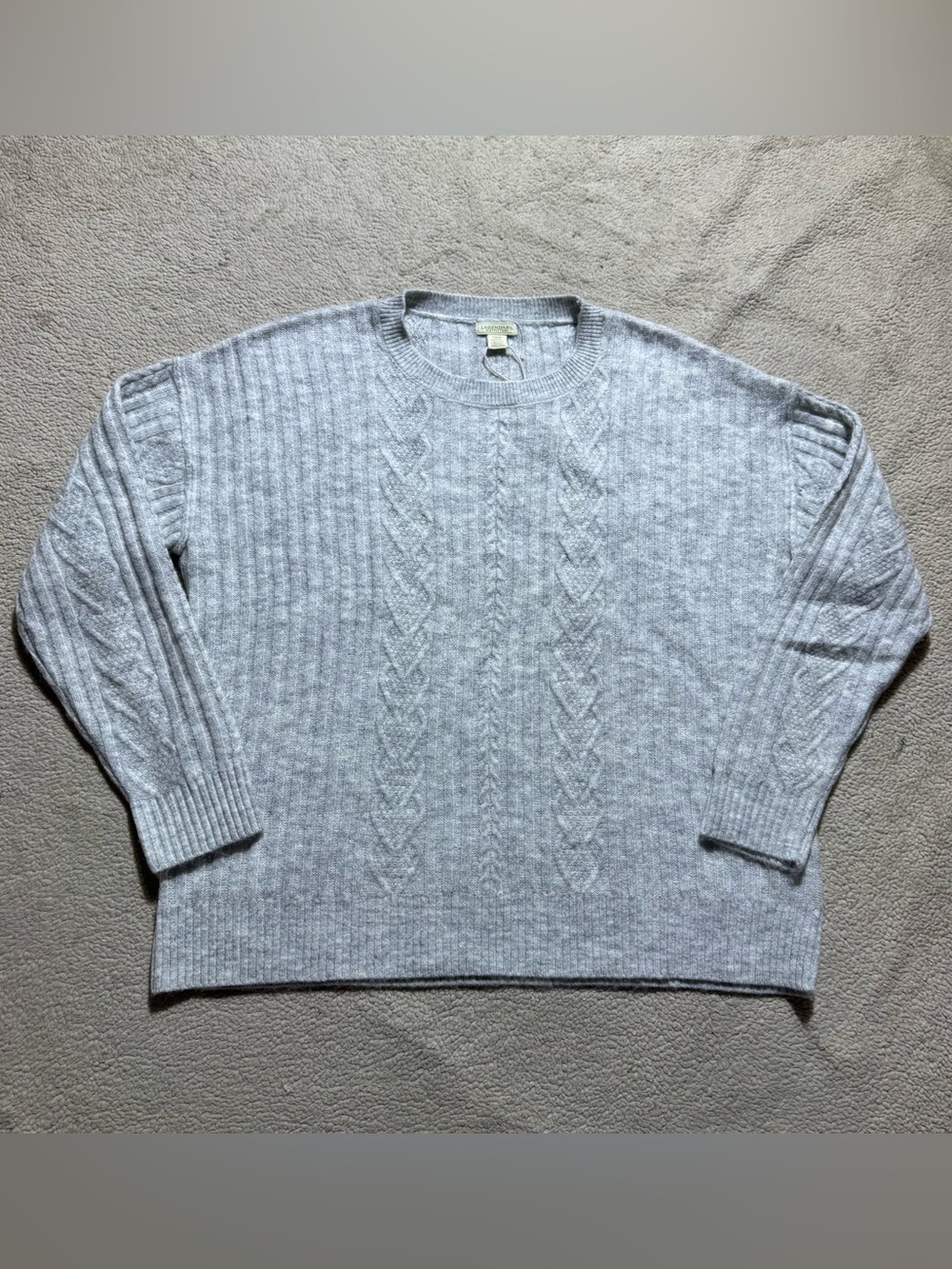 Legendary Outfitters Sweater Womens Large Heather Gray Cable Knit Crewneck NEW